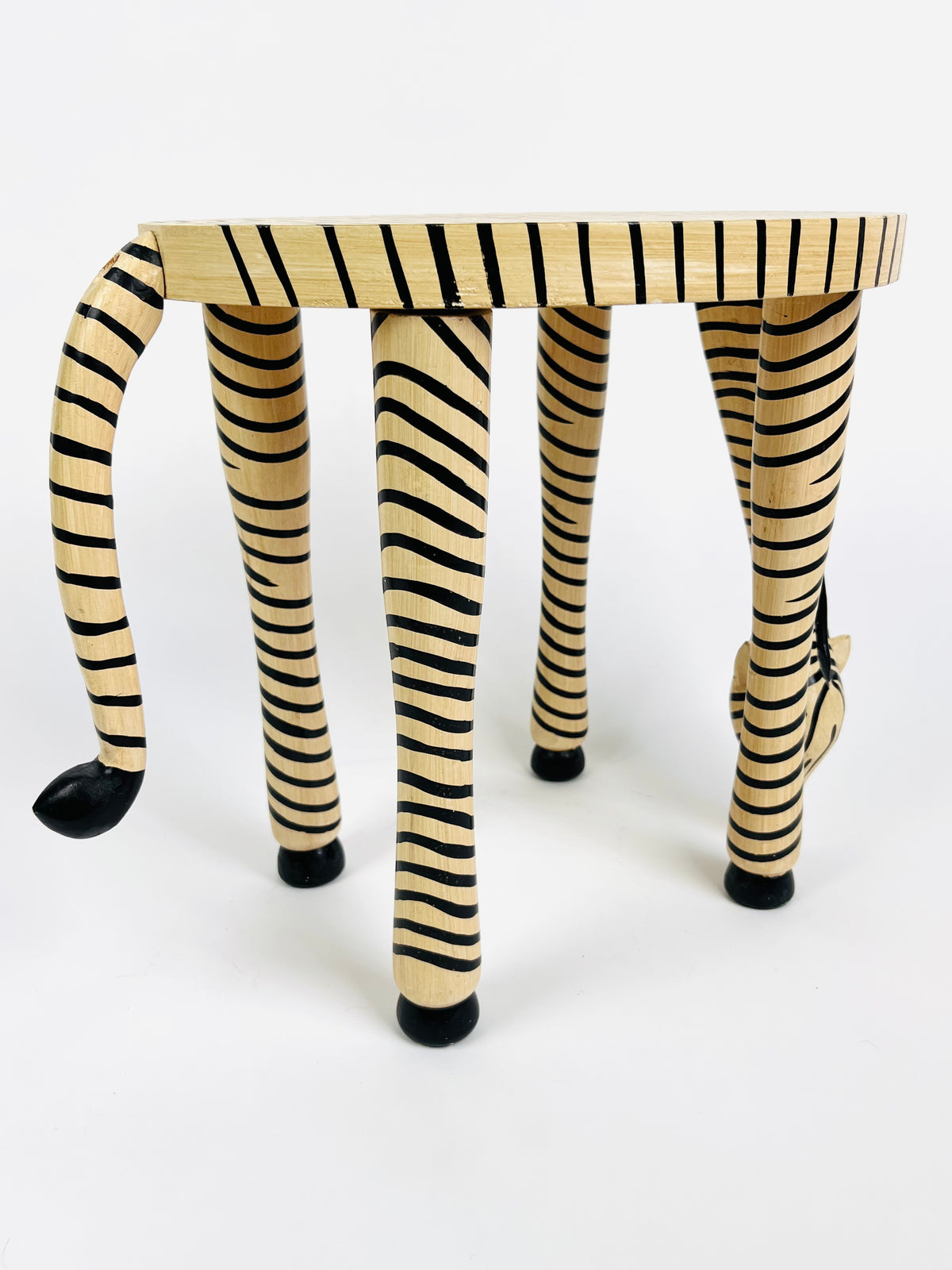 Vintage Painted Wood Zebra Stand