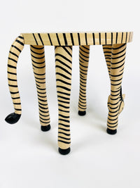 Vintage Painted Wood Zebra Stand