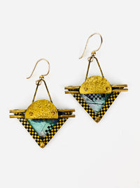Vintage Postmodern Triangle Earrings - Blue