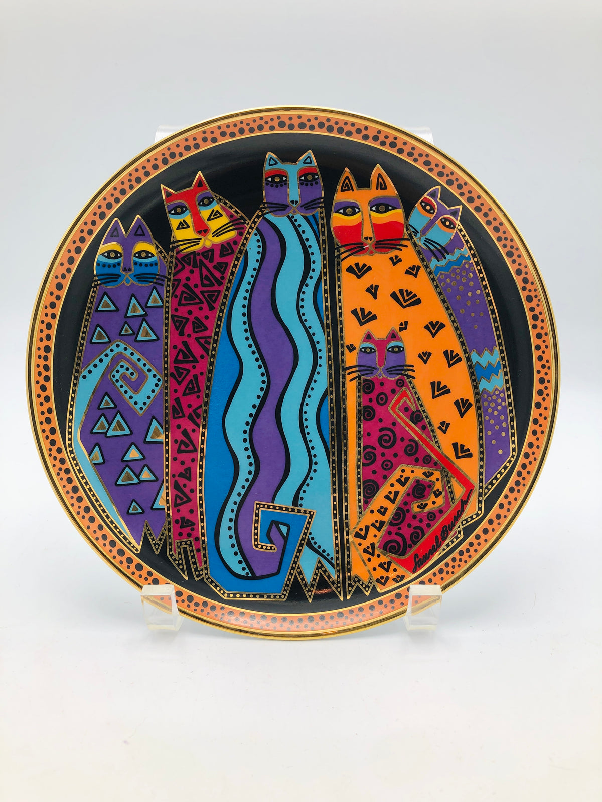 Vintage Laurel Burch Plate - Santa Fe Felines