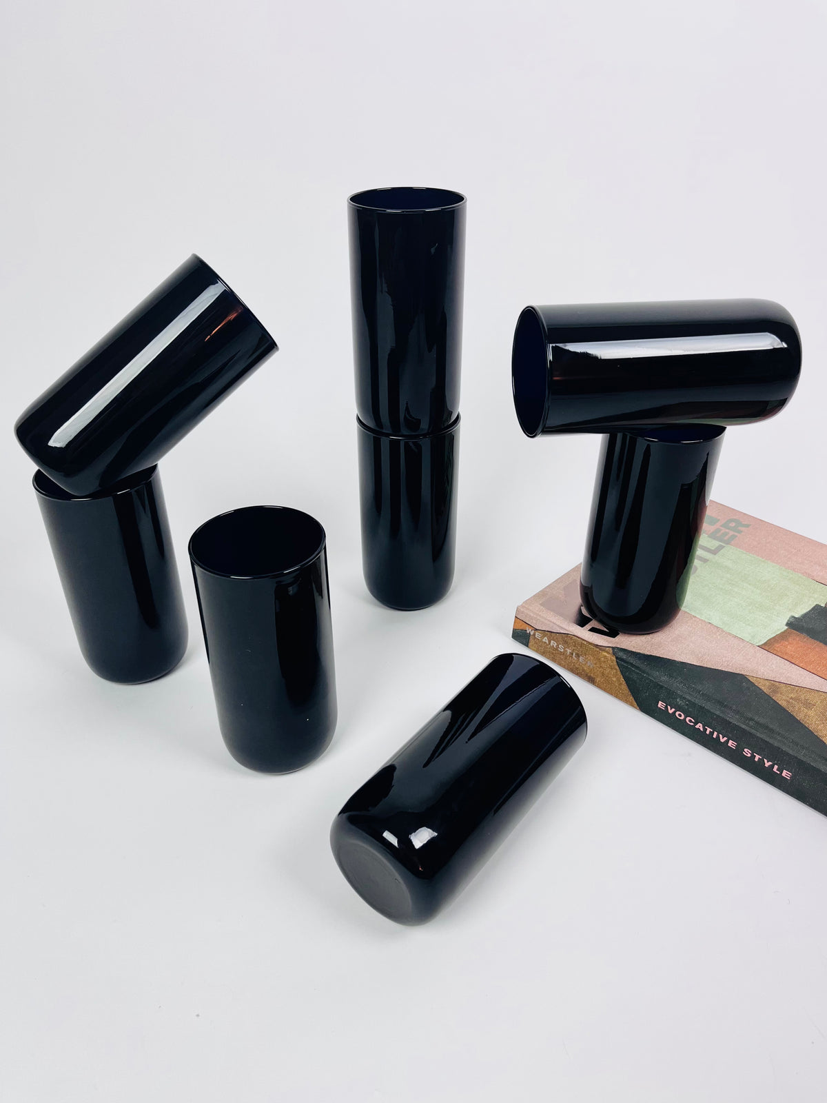Vintage Black Glass Tumblers