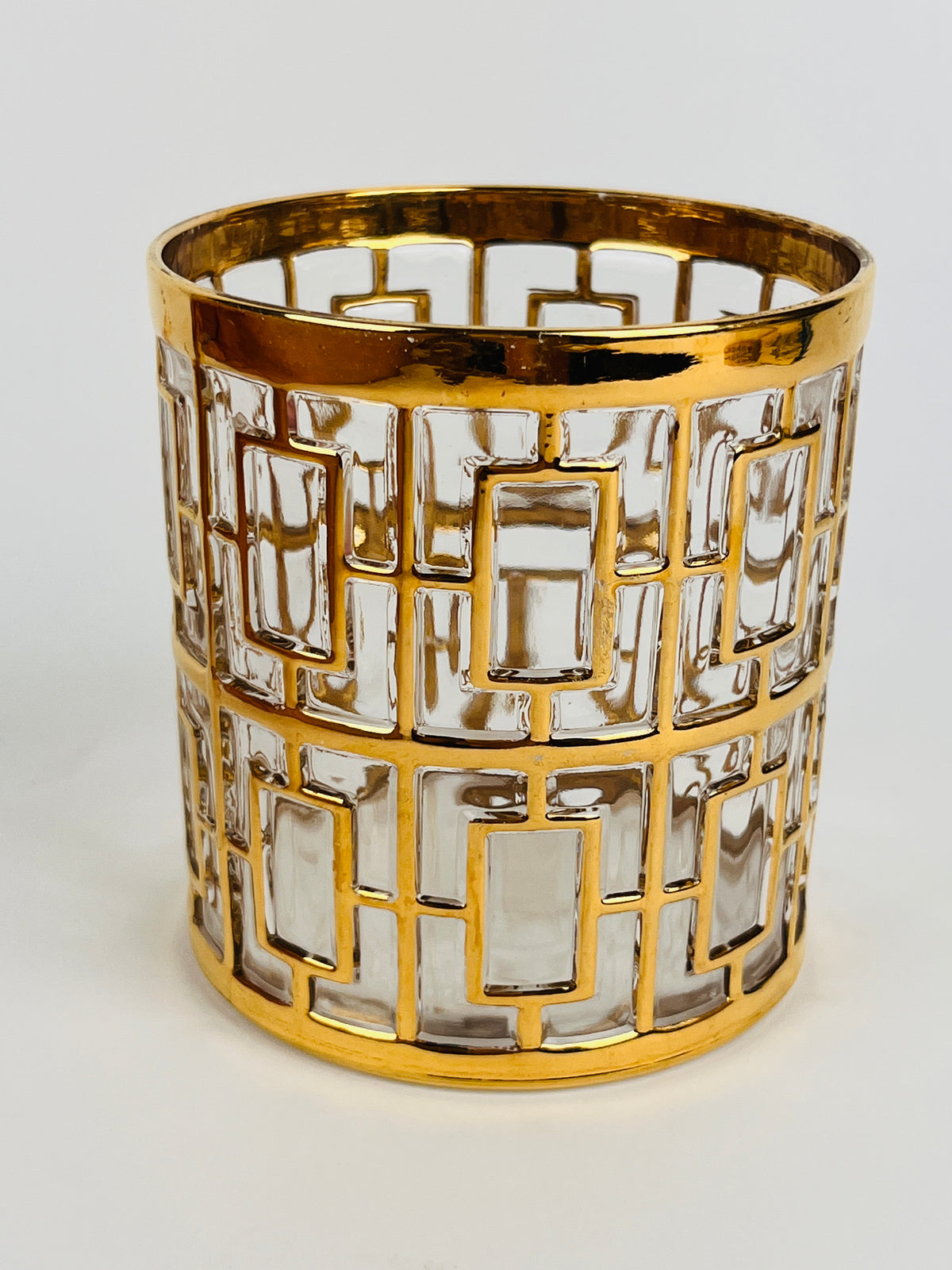 Hollywood Regency Shoji Trellis Rocks Glasses