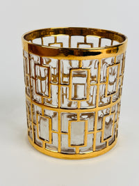 Hollywood Regency Shoji Trellis Rocks Glasses