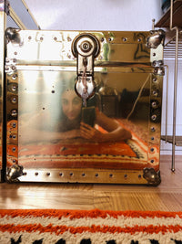 Vintage Brass Clad Cube Trunk