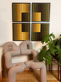 4pc Set of Vintage Geometric Needlepoint Op Art