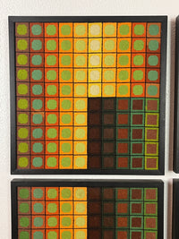 4pc Set of Vintage Geometric Needlepoint Op Art