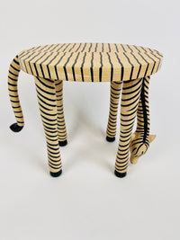 Vintage Painted Wood Zebra Stand