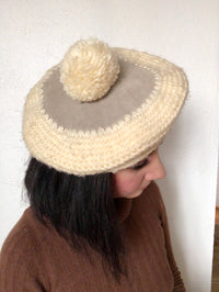 Vintage 1970s Suede and Crochet Cap