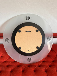 90s Postmodern Round Frosted Wall Mirror by BDI