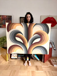 1970s Vintage Fabric Op Art Screenprint Wall Textile