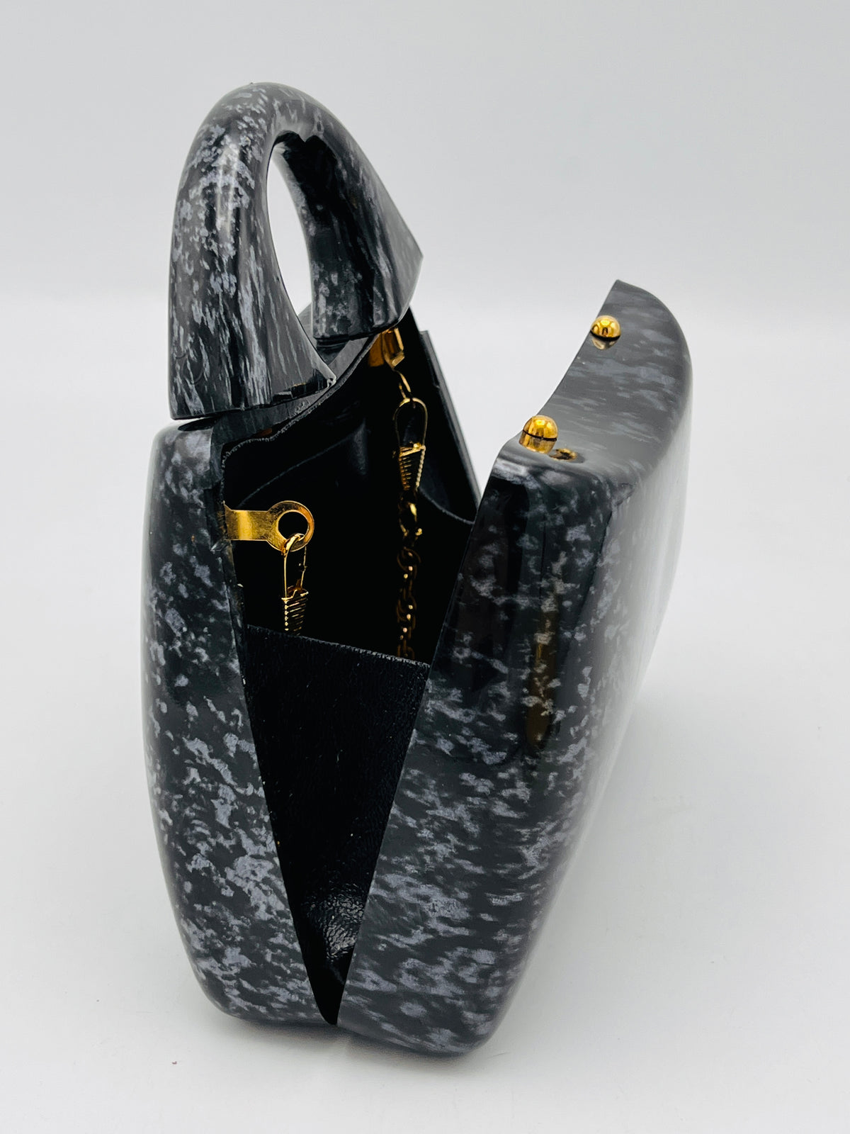 Vintage Grey and Black Speckled Lucite Purse