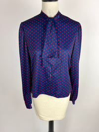 Vintage Navy & Red Dot Blouse