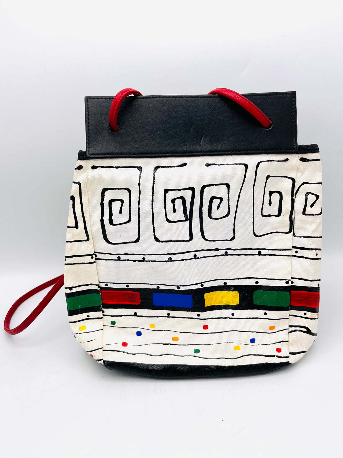 Postmodern Hand-Painted Bucket Bag