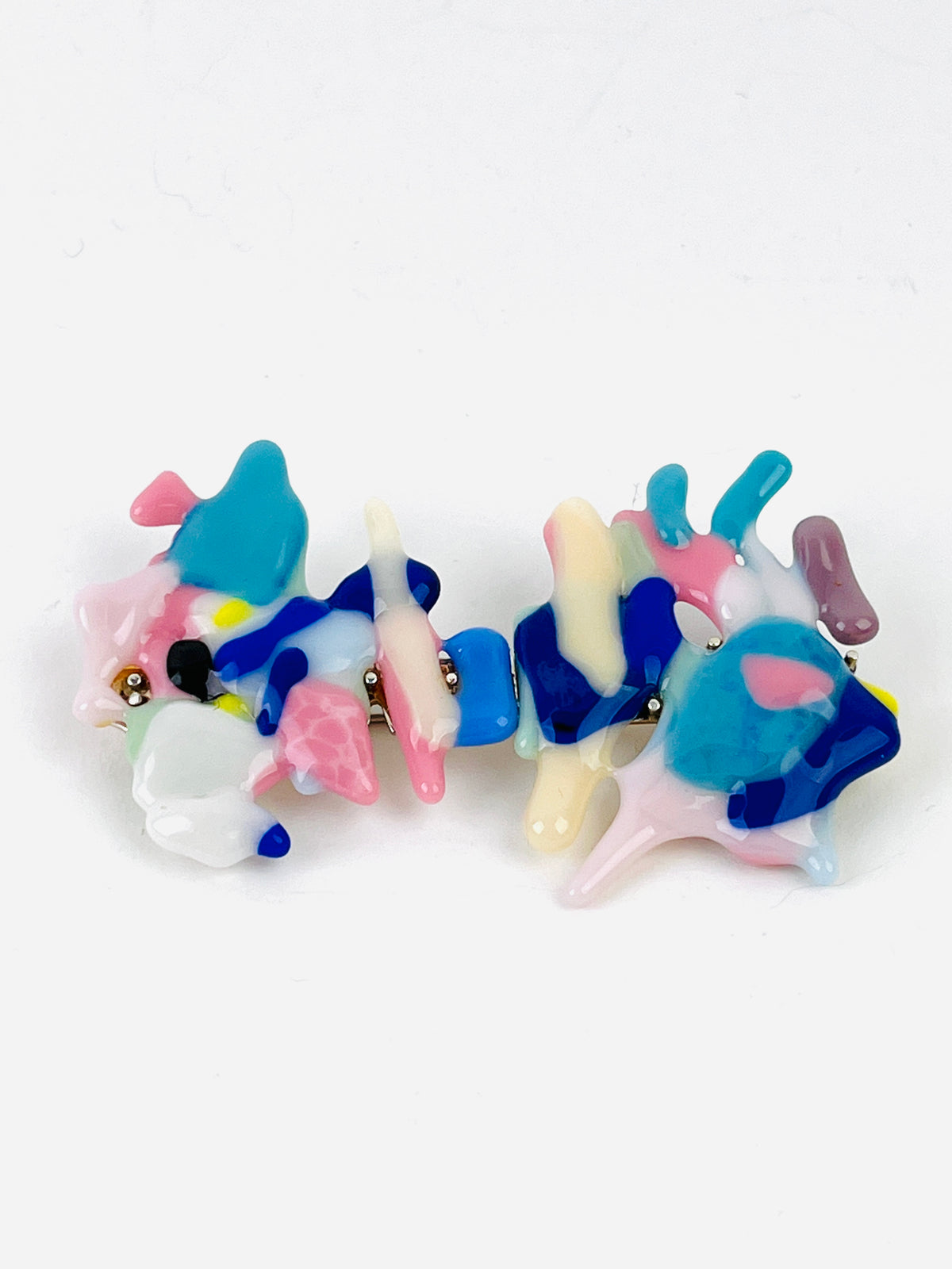 90s Vintage Postmodern Fused Glass Brooch