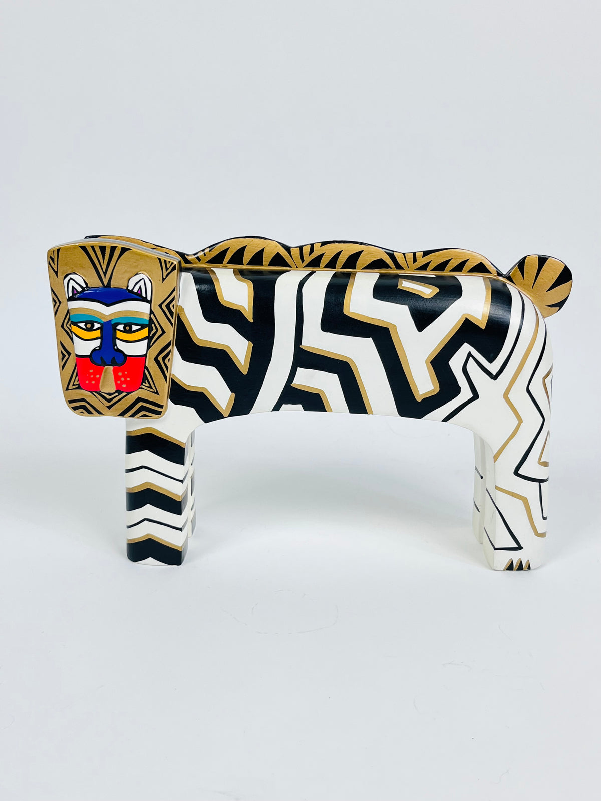 Vintage Hand Painted Lion Sculpture