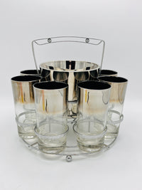 Vintage MCM Bar Set in Caddy