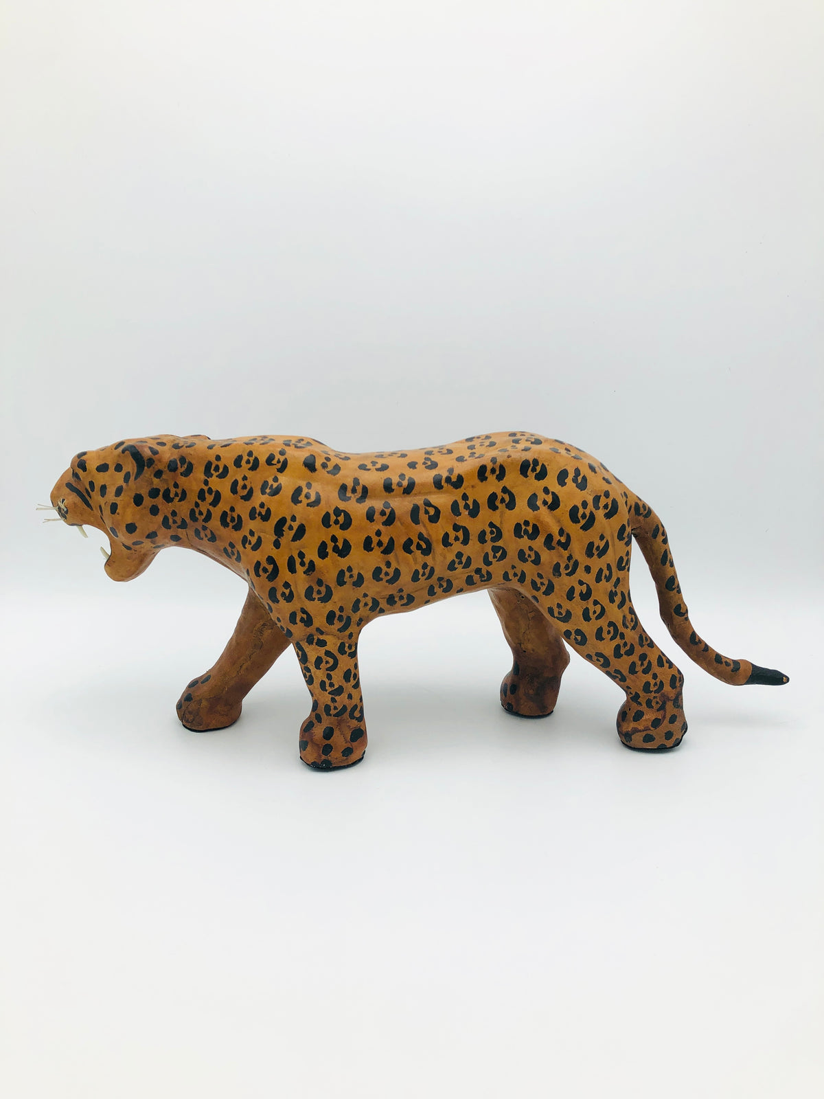 Leather-Wrapped Leopard Sculpture