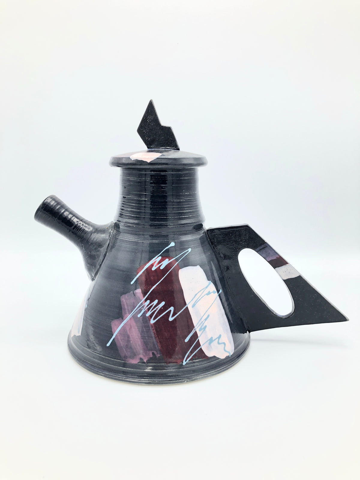 Vintage Postmodern Memphis Era Ceramic Teapot