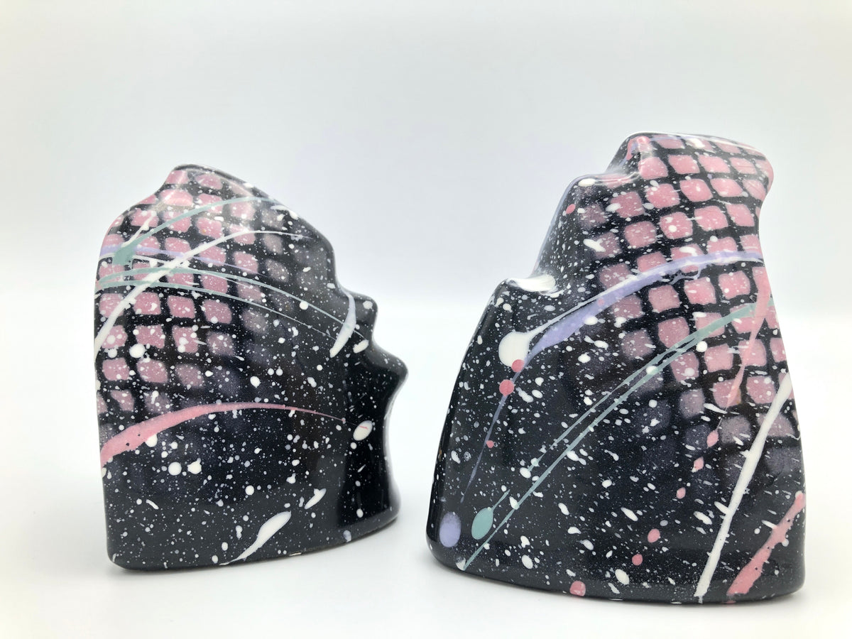 Vintage Postmodern Memphis Era Salt + Pepper Shakers by Rosalyn Tyge