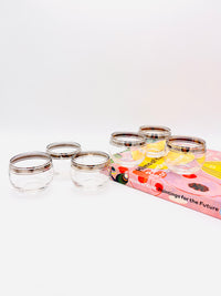 Mid-Century Modern Silver Banded Roly Poly Glasses