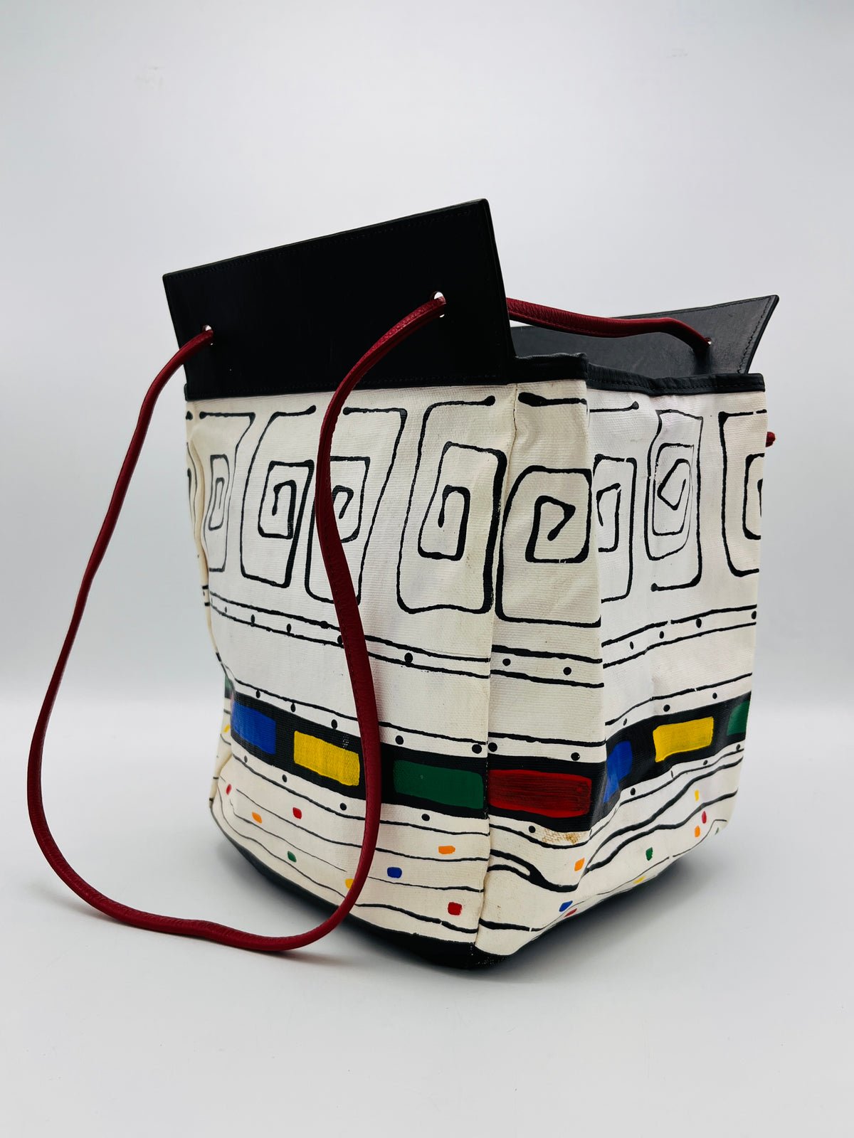Postmodern Hand-Painted Bucket Bag