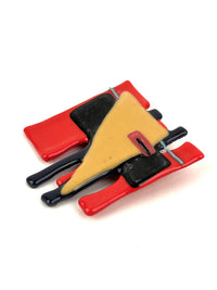 90s Vintage Postmodern Fused Glass Brooch