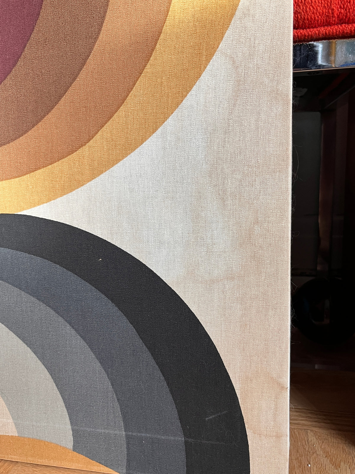 1970s Vintage Fabric Op Art Screenprint Wall Textile