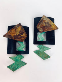 Vintage Postmodern Mixed-Metal Earrings
