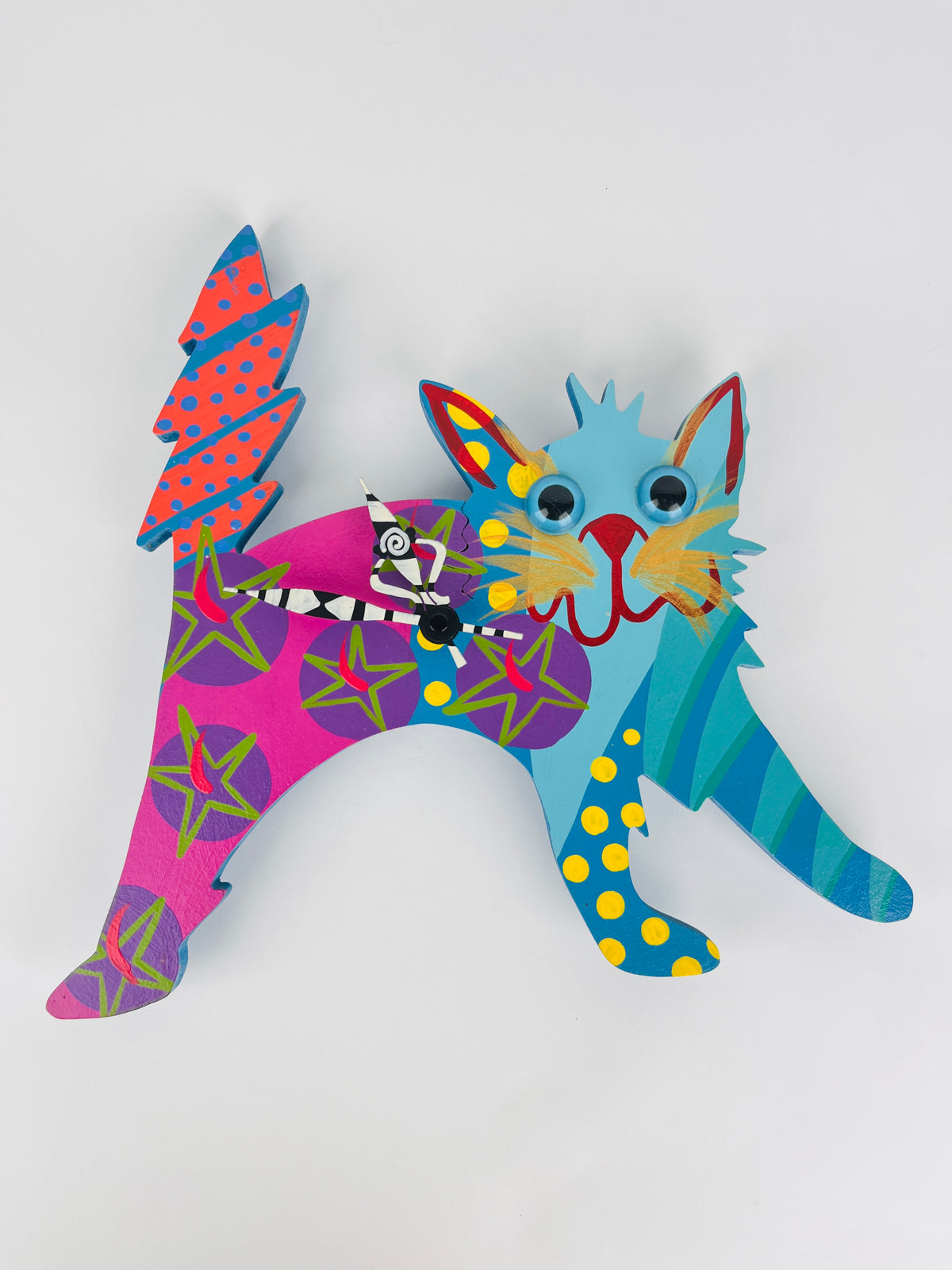 Memphis Style Cat Clock