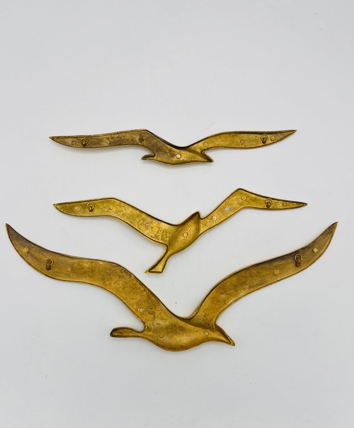 Vintage Brass Seagull Trio Wall Art