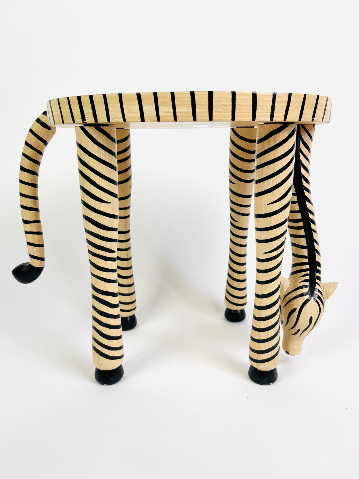 Vintage Painted Wood Zebra Stand