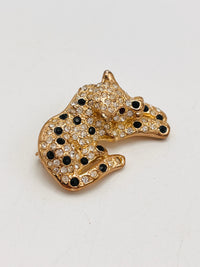 Vintage Rhinestone Leopard Brooch