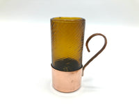 Vintage Amber Glass + Copper Demitasse Cups