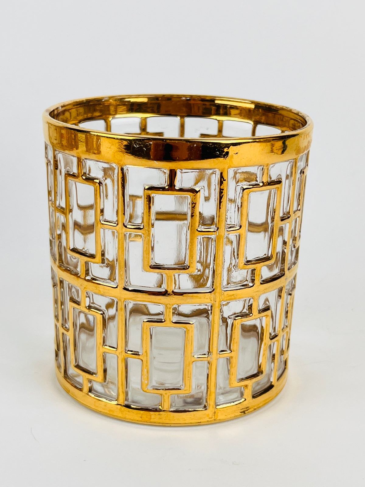 Hollywood Regency Shoji Trellis Rocks Glasses