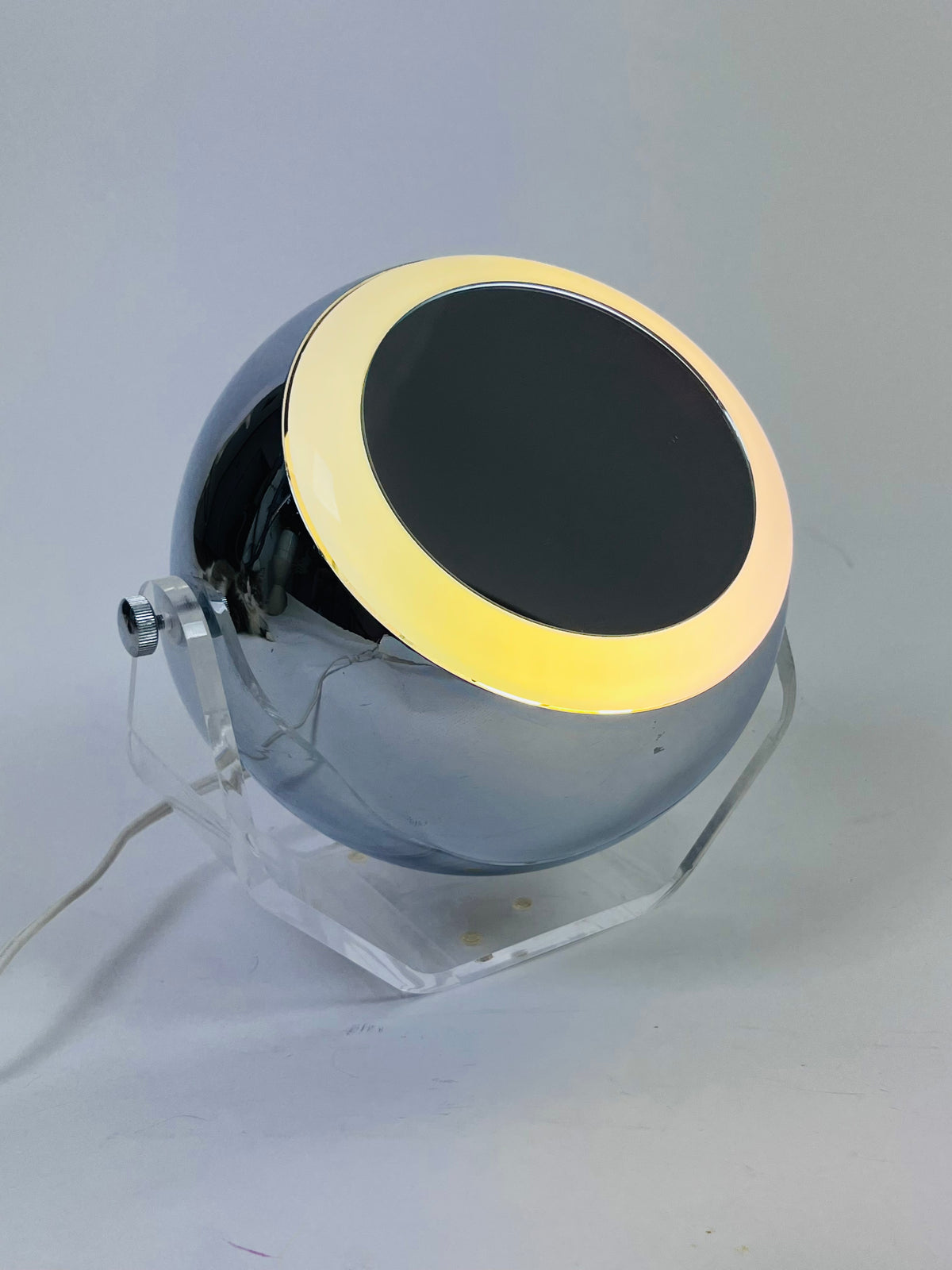 Robert Sonneman Lucite and Chrome Illuminated Adjustable Vanity Mirror