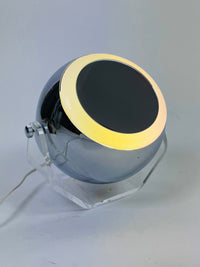 Robert Sonneman Lucite and Chrome Illuminated Adjustable Vanity Mirror