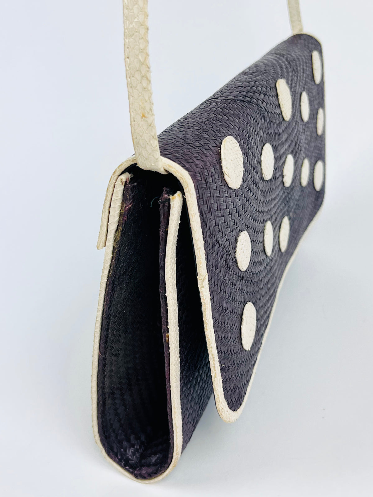 Woven Straw & Snakeskin Bag
