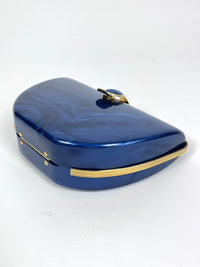 Vintage Blue Marbled Lucite Box Purse/Clutch