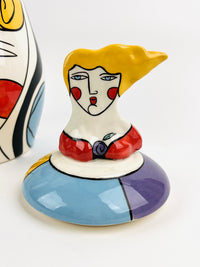 Vintage Postmodern Ceramic Face Jar