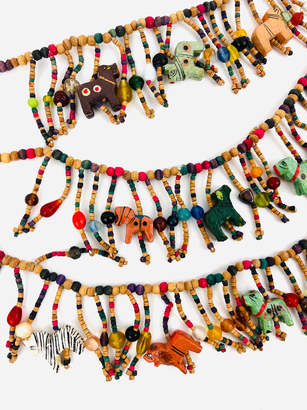 Vintage Carved Wood Animal Necklace