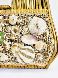 Vintage Seashell and Rattan Bag