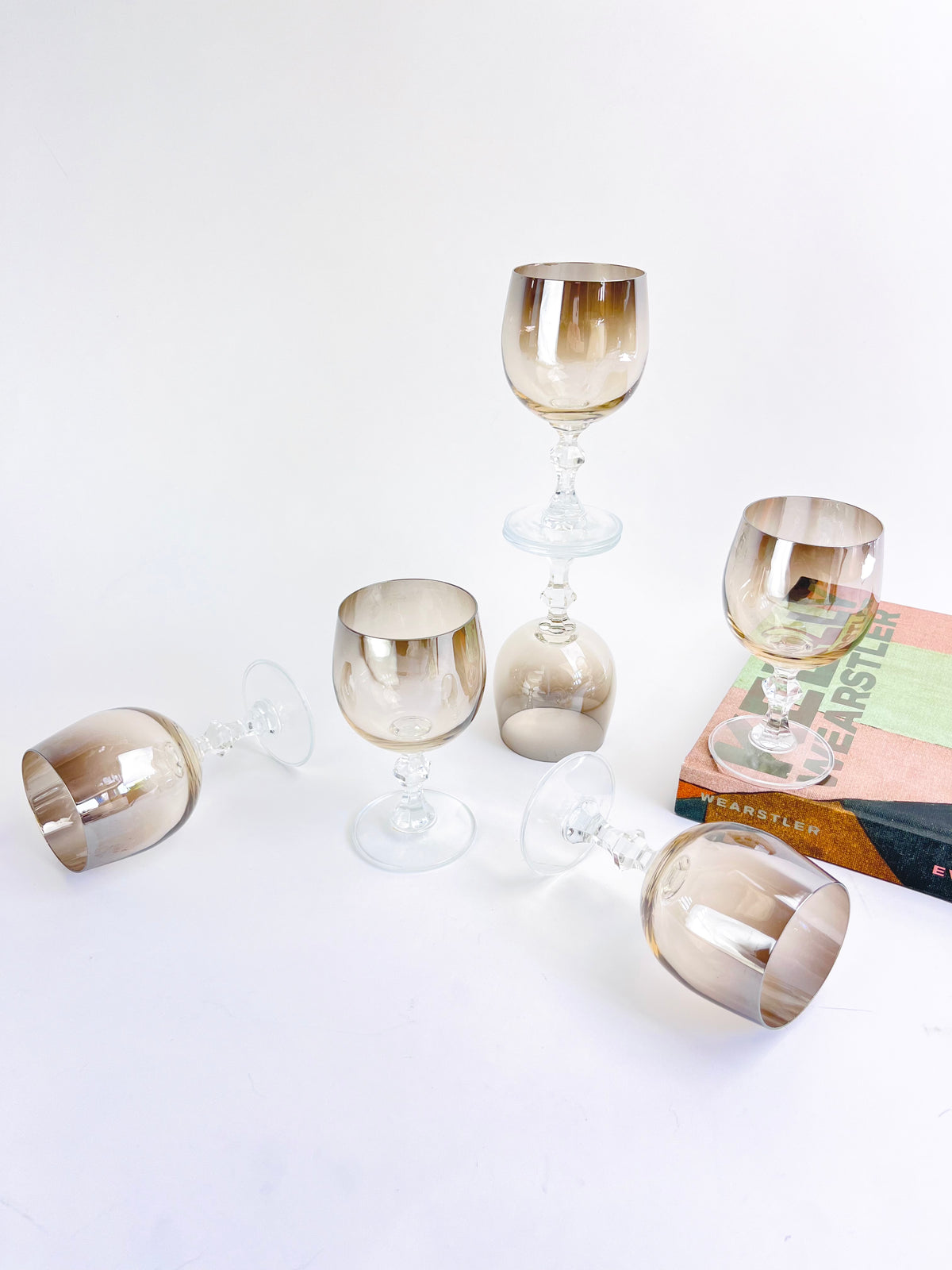 Vintage Smoked Glass Stemware