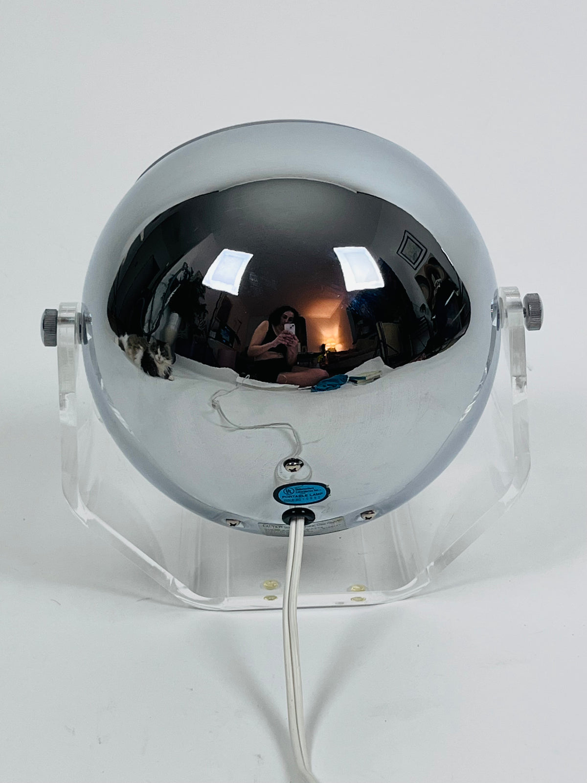 Robert Sonneman Lucite and Chrome Illuminated Adjustable Vanity Mirror