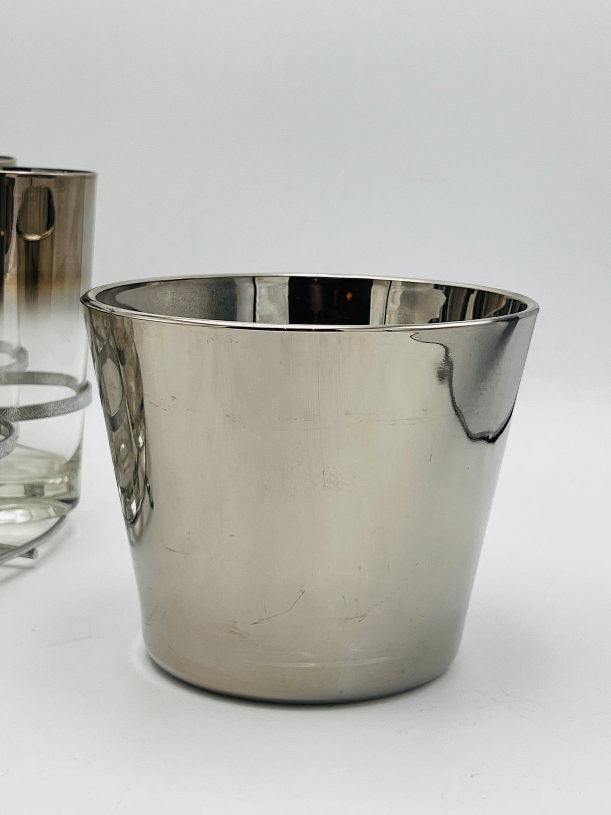 Vintage MCM Bar Set in Caddy