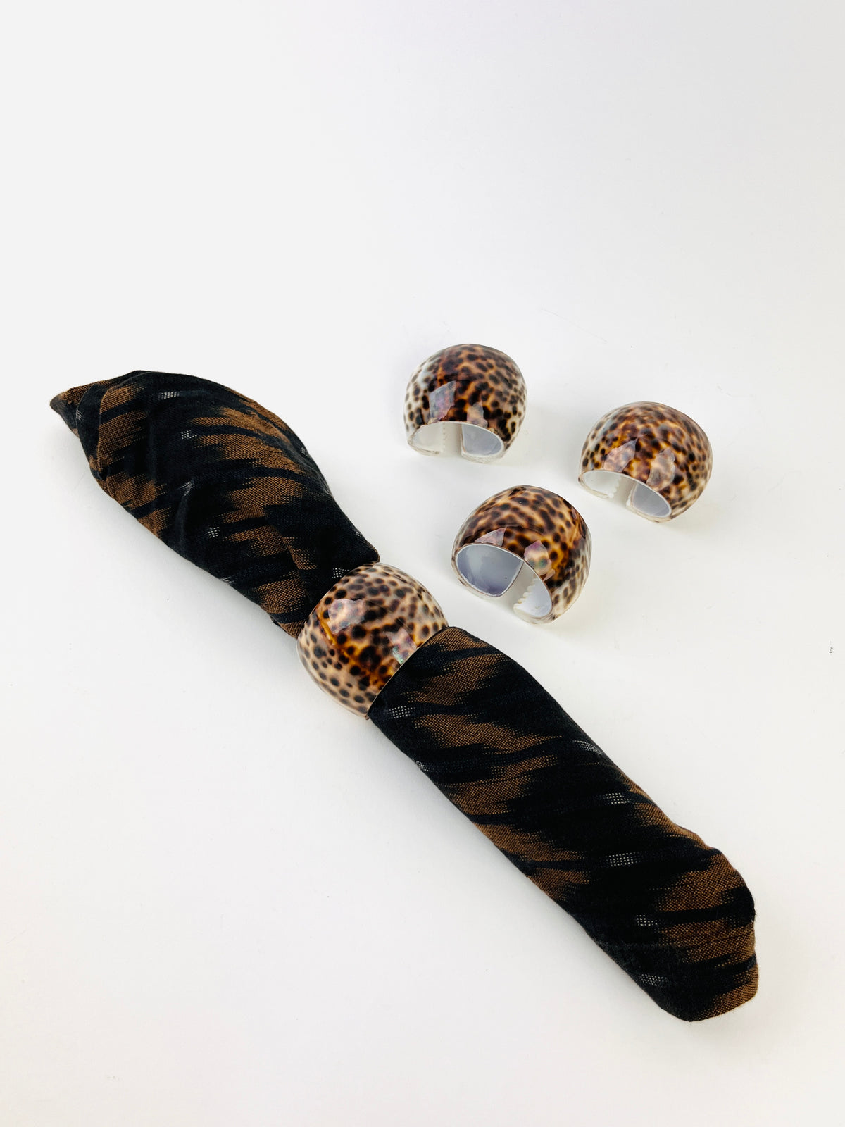 Vintage Tiger Cowrie Napkin Rings