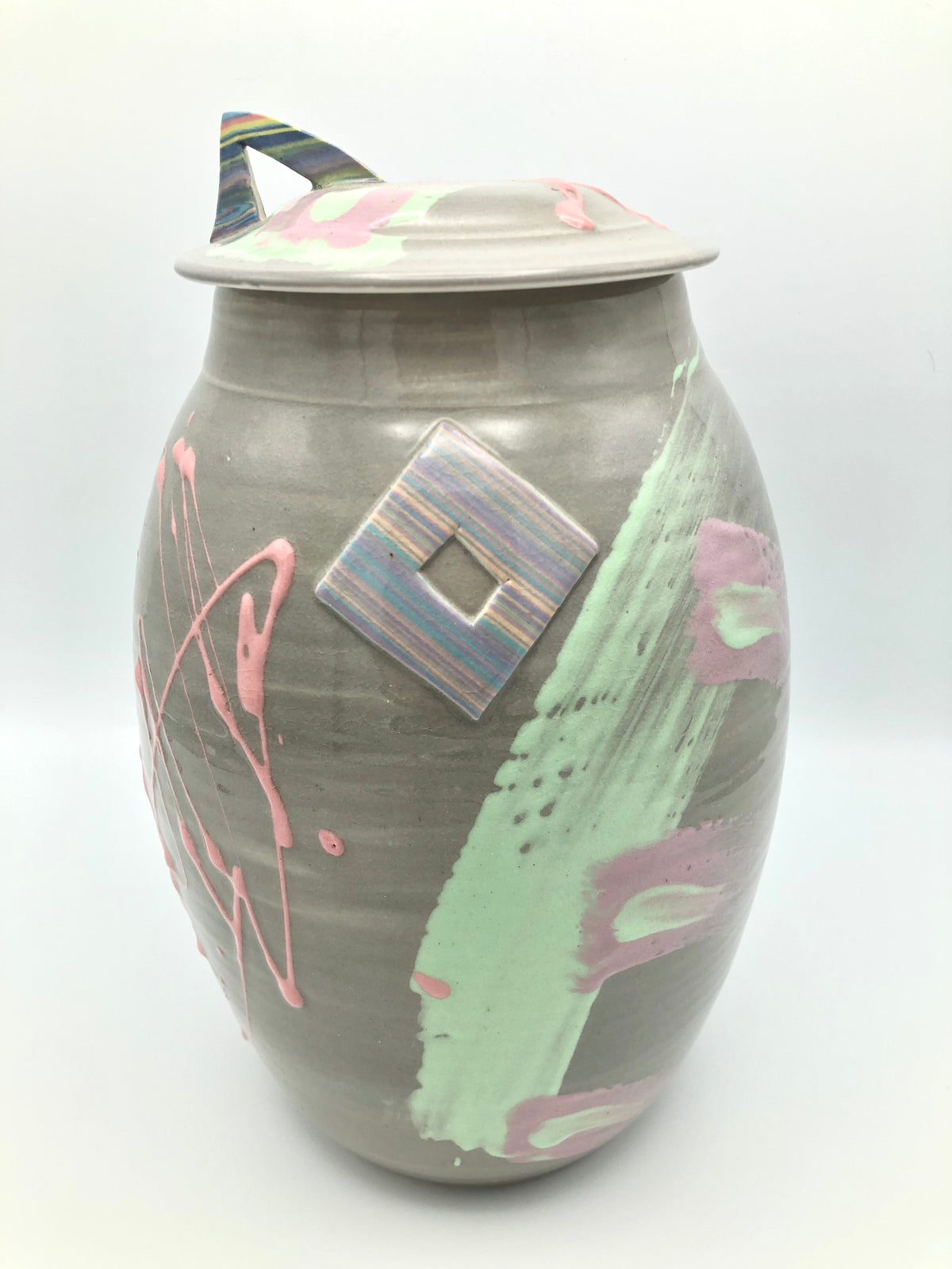 Vintage Postmodern Memphis Era Ceramic Vessel by Martin Bleyer