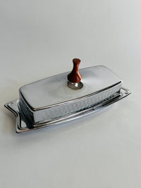 MCM Chrome & Glass Butter Dish