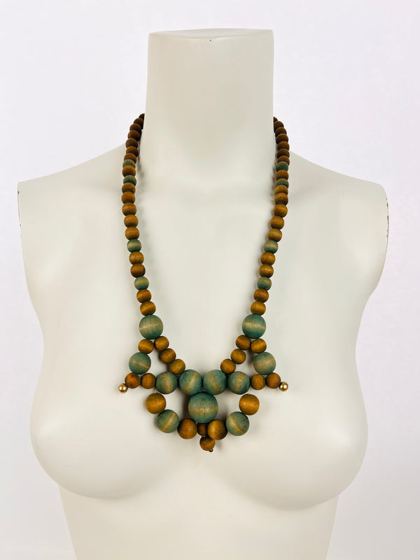 Vintage Wood Bead Necklace