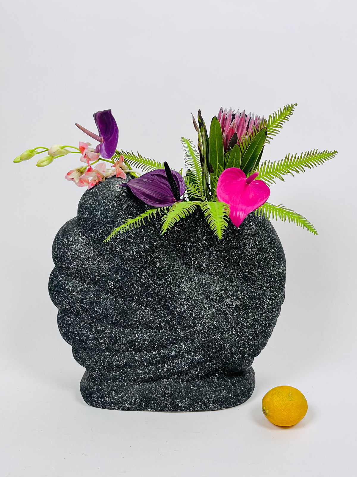 Vintage 80s Postmodern Speckled Plaster Vase