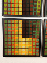 4pc Set of Vintage Geometric Needlepoint Op Art